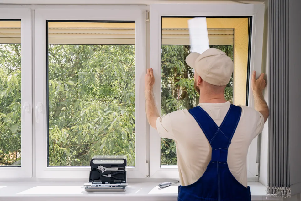 Energy-efficient window installation in progress